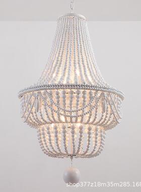波西亚卧室吊公灯木珠灯个性网米红童主儿房女MWR孩卧室法式风格