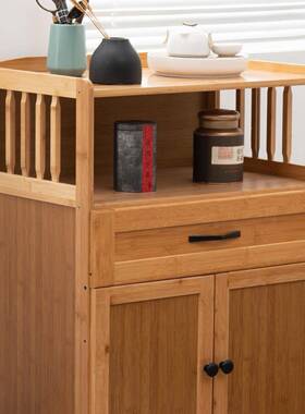 楠竹多功能物柜厨房中收纳柜新式简单茶餐边柜74565客厅水置柜实