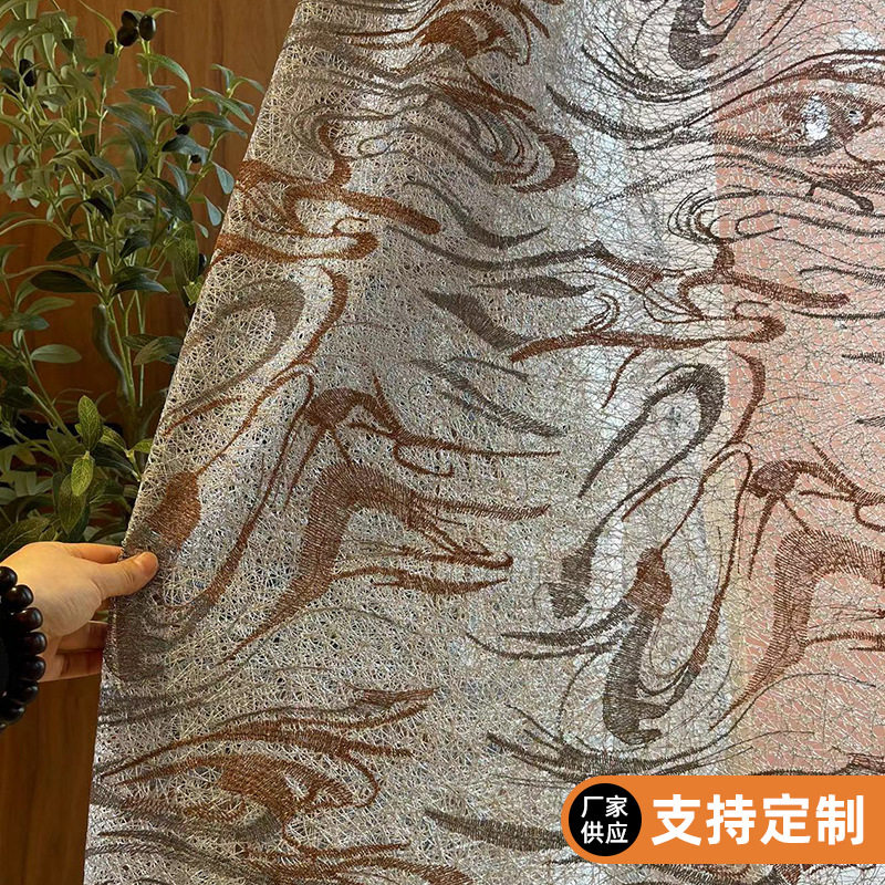新款腾云蚕丝水溶绣窗帘布料