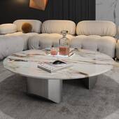 家轻奢天NHP然晶石茶几桌简约高端圆形组合大小户型用客厅茶理石