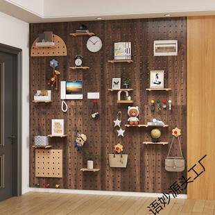墙洞洞板现做实书木墙挂上置物架木质墙壁墙架隔板收纳1架挂板面
