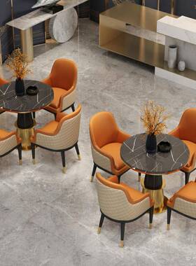 轻利奢售楼处洽桌椅组合务接待OUM部会客休闲桌椅影楼洽谈宾谈皮