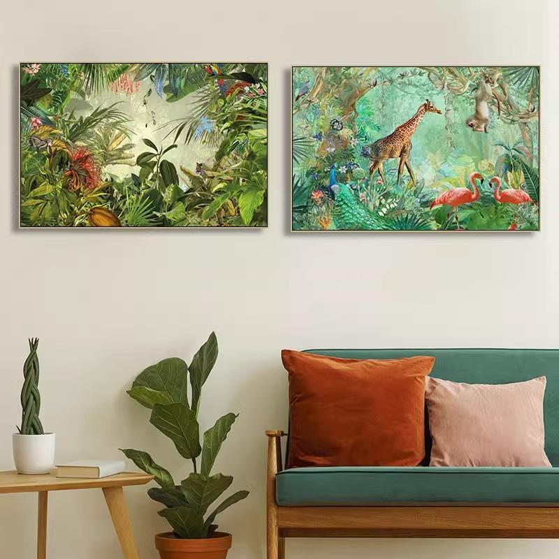 泰式装东南亚风饰画东亚风格客厅挂画芭蕉叶绿植热雨叶子带林泰南