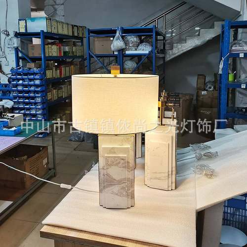 新中式现代板大理方形灯具设计师样房石厅书房客床TD823头艺术主