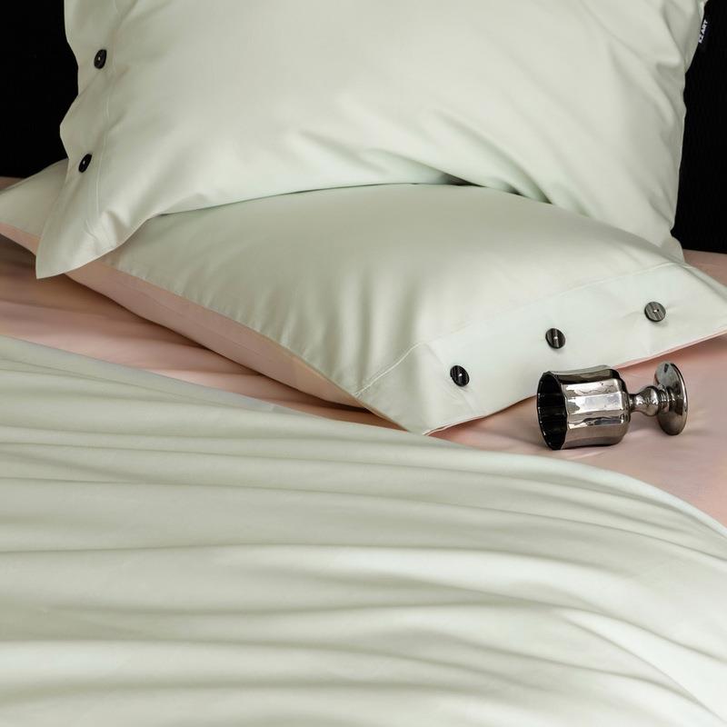 00支贡绒缎长棉纽扣kazi款四件套春纯棉单1双人夏纯色床单床笠三