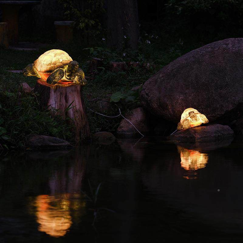 脂仿真发光动物造乌龟外灯户花园CXC装饰树装饰品摆件景蘑菇