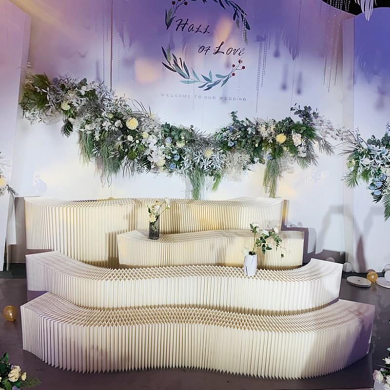 款婚庆道具弯曲瓦楞蛋糕展示台甜新纸台陈品ZIJ列架折纸装饰自由