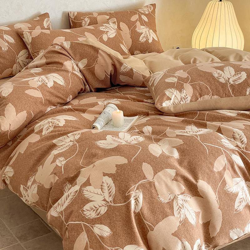 冬季加厚磨毛床四件套田园床品床单否上纯SNO棉全秋棉被套床三件