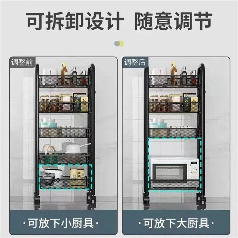 厨房置物架家用收纳储物架子落地多层用品大全小推车多功能蔬菜篮