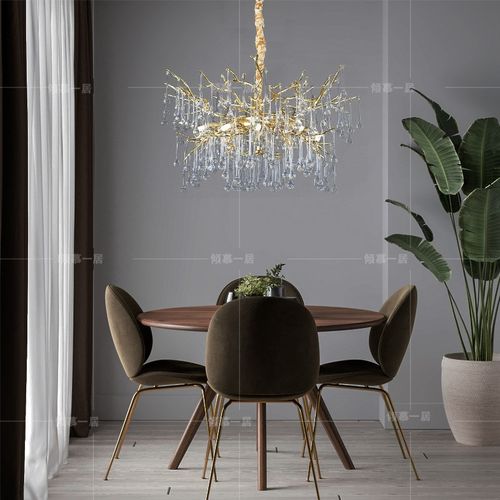 现代轻奢客厅吊灯创意水滴法式别墅餐厅艺术灯大气高品质树枝吊灯