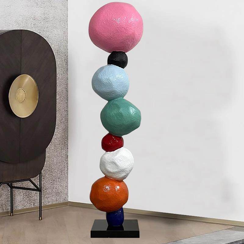 彩色玻璃钢石头落地装饰摆件酒店前台灯饰样板间艺术装饰灯装饰品