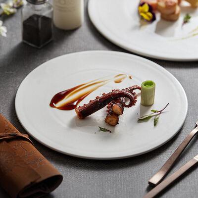 蛋糕创意圆形10寸菜日式白色陶瓷轻奢西餐厅具摆盘ceramic bowl