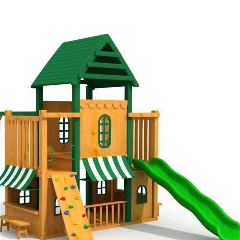 大型庭院美式幼儿园多功能山庄黄花梨木质儿童组合滑梯秋千包邮