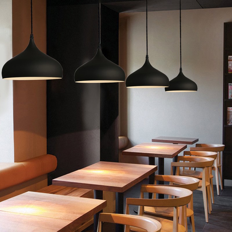 复古工业风餐厅吊灯简约个性创意工矿灯黑色白铁艺办公室吊灯灯罩