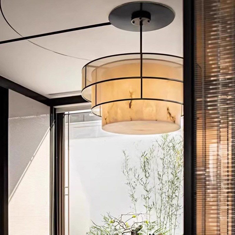 新中式云石纹布艺餐吊灯中国风酒店宴会厅大吊灯简约餐厅客厅吊灯,家装灯饰光源,客厅吊灯,淘宝优惠券,粉丝福利购,淘宝优惠卷