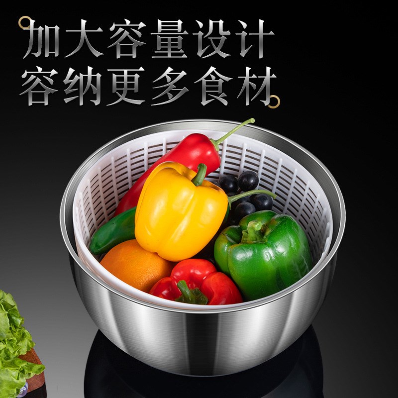 不锈钢电动蔬菜脱水器家用水果沙拉旋转甩水机厨房大容量果蔬洗菜