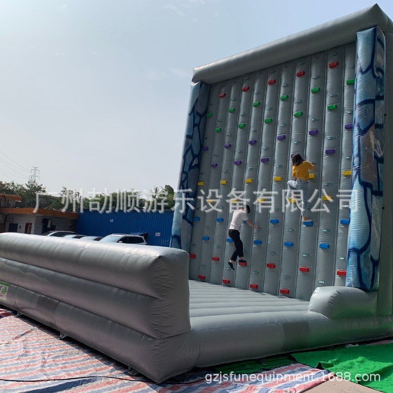 儿童充气攀岩墙户外充气城堡pvc娱乐设备迷宫攀岩跳跳床