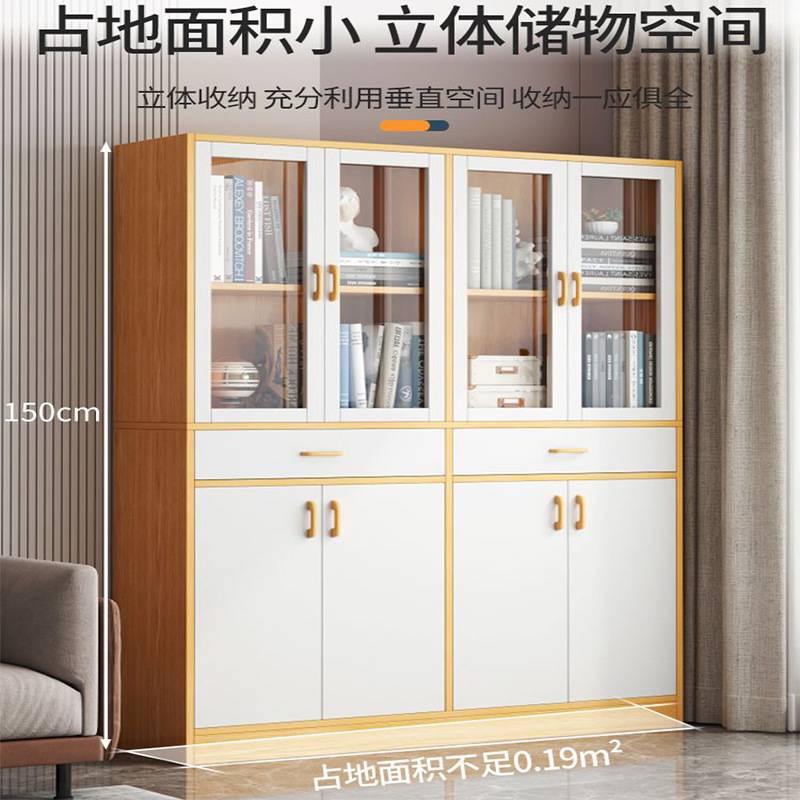 书架落地家用多层放书本架桌面收纳置物架简易靠墙带门防尘书柜子