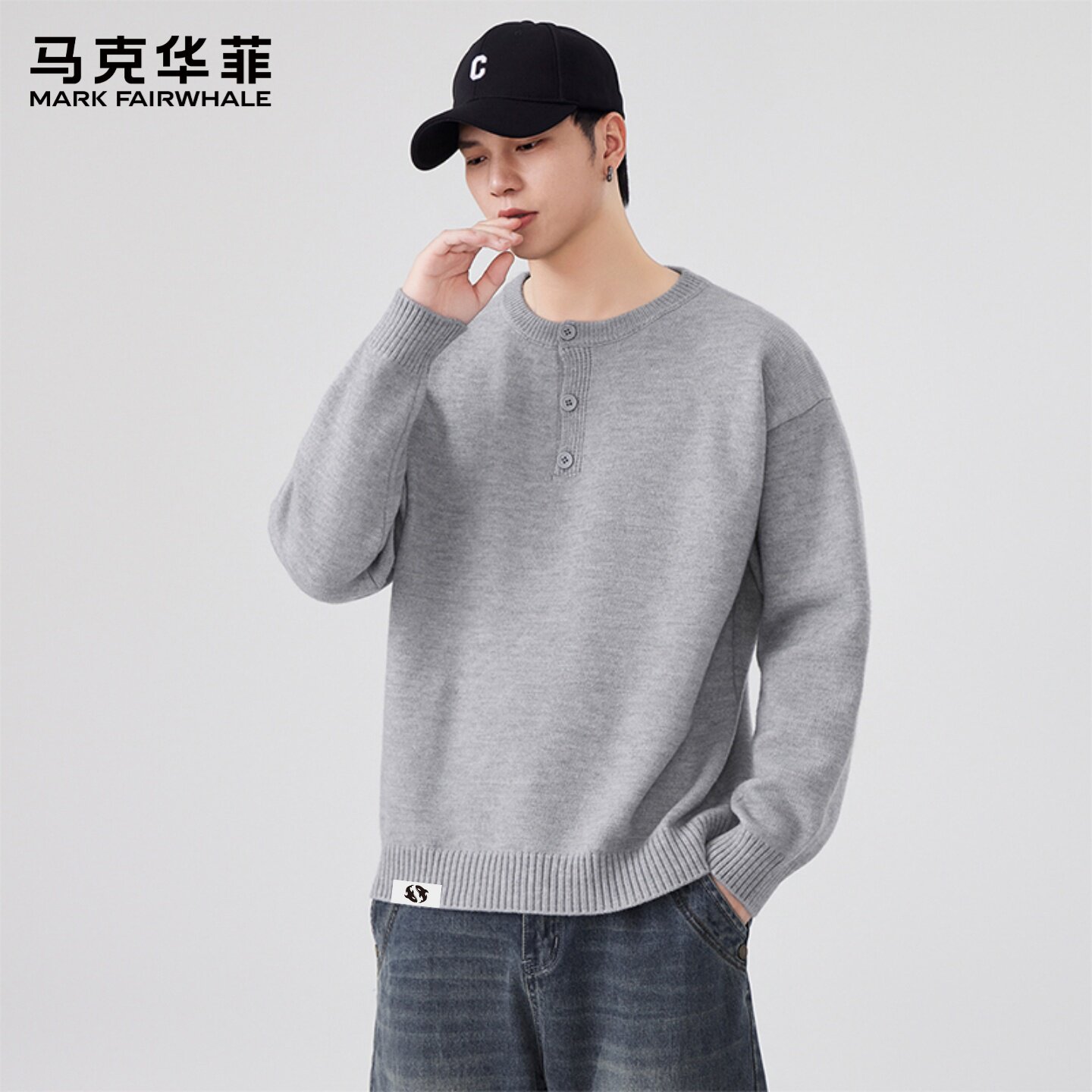 马克华菲美式复古圆领毛衣202针织衫/毛衣