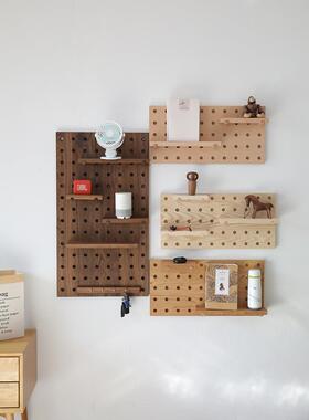 BK9K原木智物工木坊黑架胡桃洞洞板F76588TM墙壁置架衣帽架收纳实