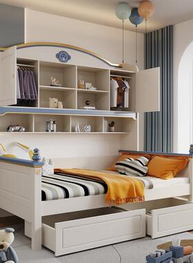 1A#儿衣柜童一体小户型床美式儿童1QRA11#房带书架多功能靠墙榻榻