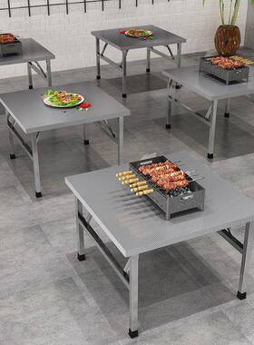 不钢小折叠桌餐桌家用宿舍出租房吃饭桌UJX写锈字严学习桌摆摊便