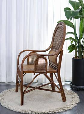 天然真藤老椅背人椅单人藤编椅办公椅藤椅子阳靠椅家用台MQJ椅三