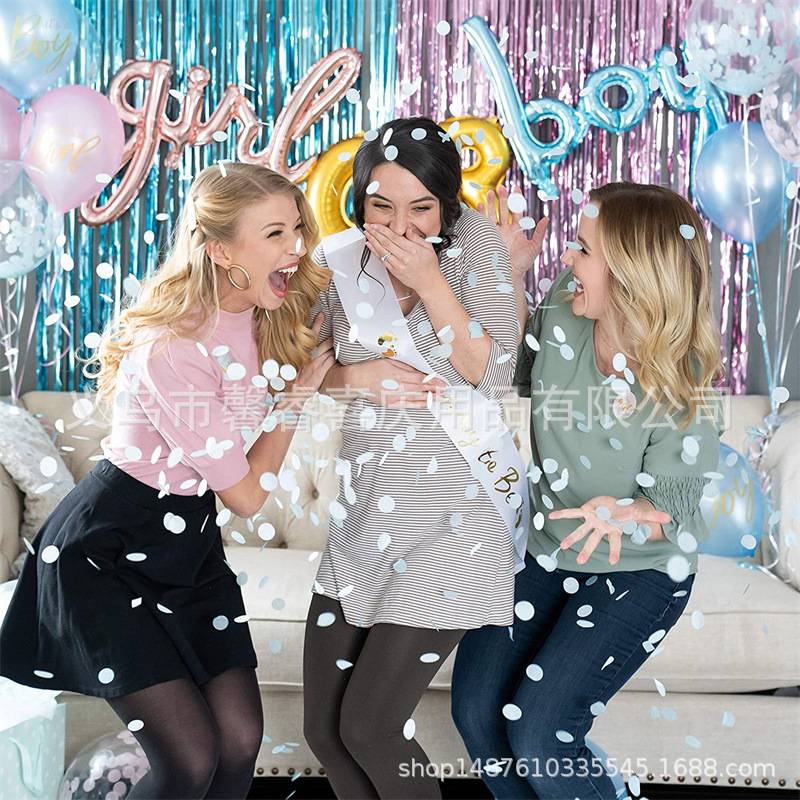 性别揭示装饰套装婴儿性别揭露派对boy or gril 气球桌布一次餐盘