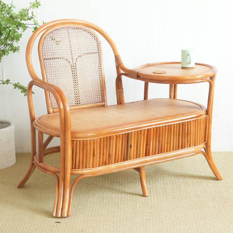 新款复古风阳台真藤椅茶几组合一体椅子靠背椅子茶桌椅懒人沙发