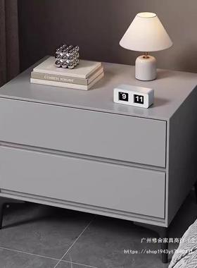 实木意床头柜约简现代轻奢式LKG卧收纳岩板黑色家室用床边柜