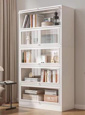 白色书架置物带架落地书简柜家用现RHMLMNQZ代约门防尘落靠地多层