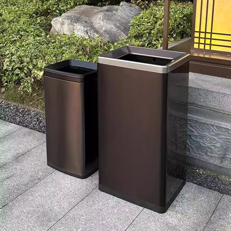 垃圾桶商用大容量环境筒方形不锈钢办公楼无盖高档50升檫手纸桶