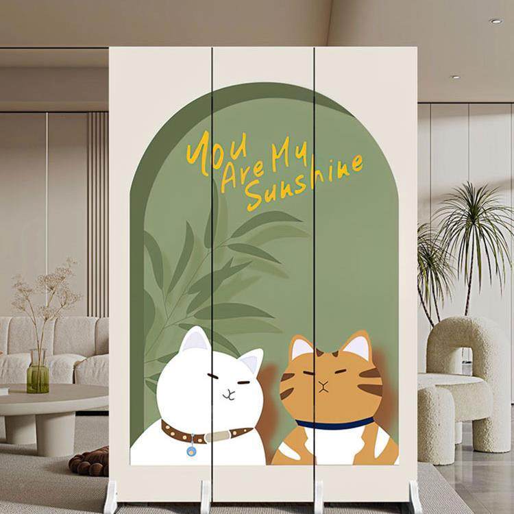 奶油风屏隔断客易厅可风折叠移动入户对门简约门现代装饰品BSM-1