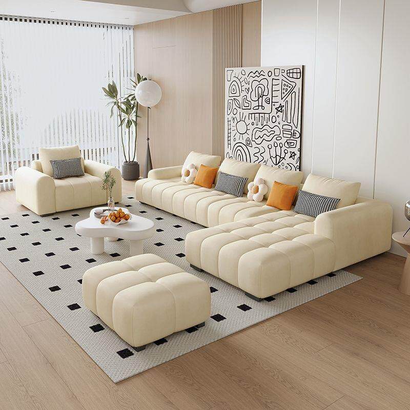 奶49风一沙发猫布沙发贵妃组合意式整套客厅油直排小户型网红抓沙