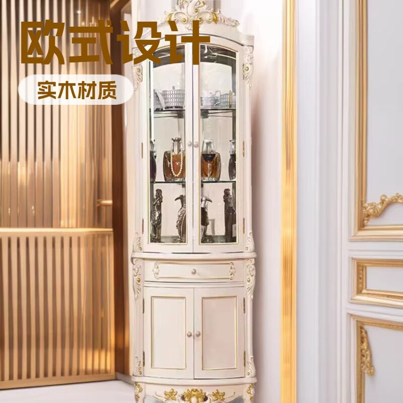 欧式实木白色三角柜客厅储物