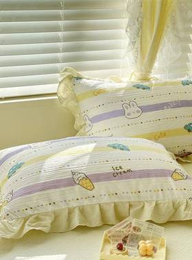 枕一对m新装4874c公主风小套清学生宿GGQ舍家用枕芯套花边款单枕