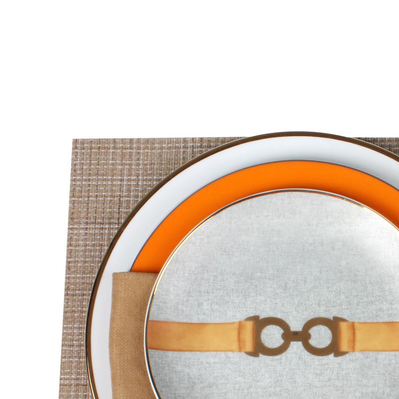 轻奢瓷新中餐式盘套装样板房酒店YCN高端摆带扣陶台盘