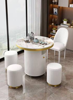 阳台茶家用小茶茶台简约岩板泡茶桌椅组合客QPP厅移小车桌意动式