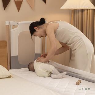 985大三一木业山毛榉儿童床拼接床木带边升降护栏床加宽宝宝婴儿