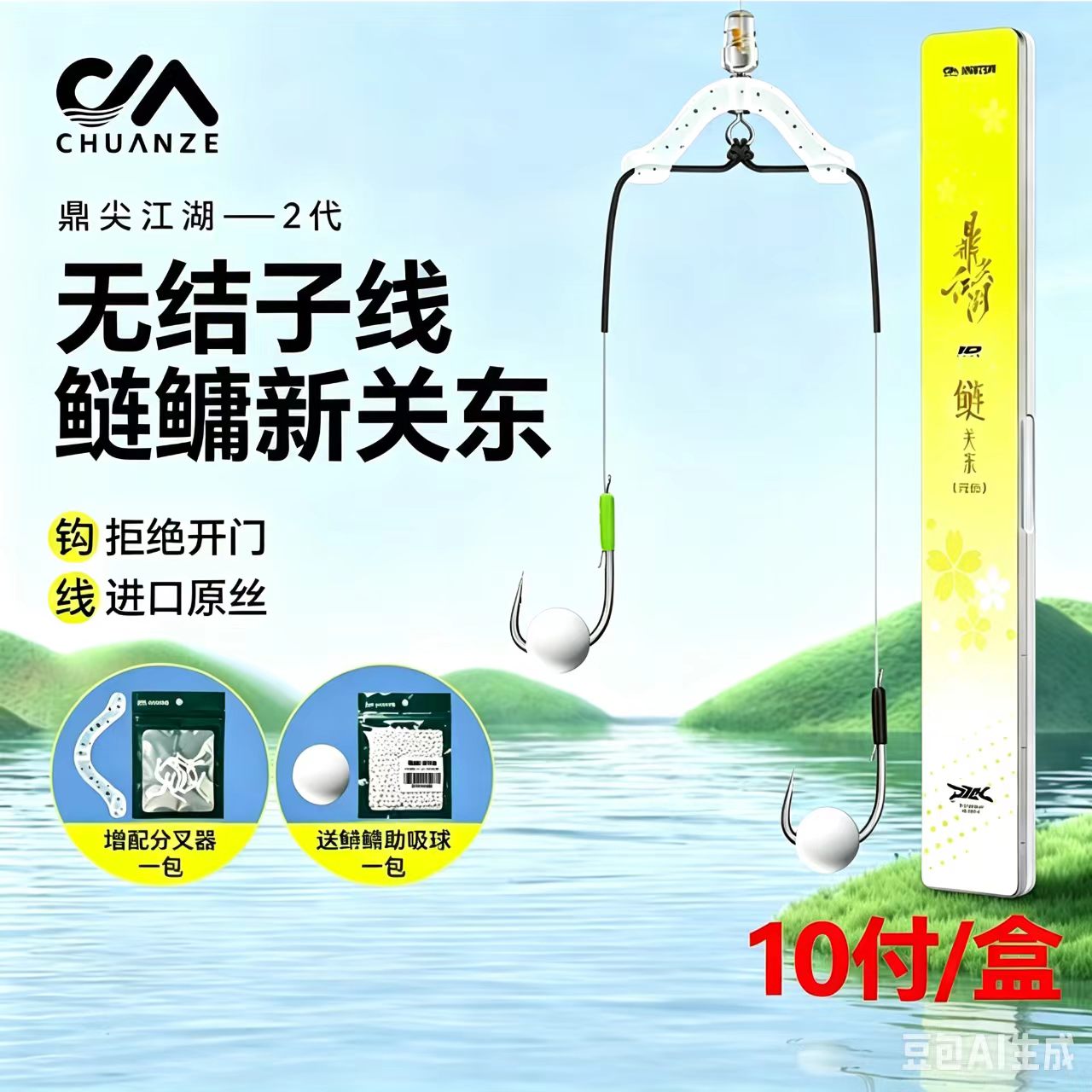 川泽鼎尖江湖二代无结鲢鳙新关东子线双钩成品湖库黑坑回锅鱼钩
