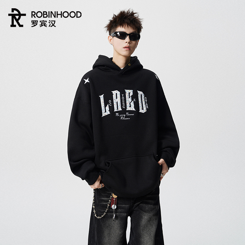 罗宾汉美式休闲卫衣男款字母印花
