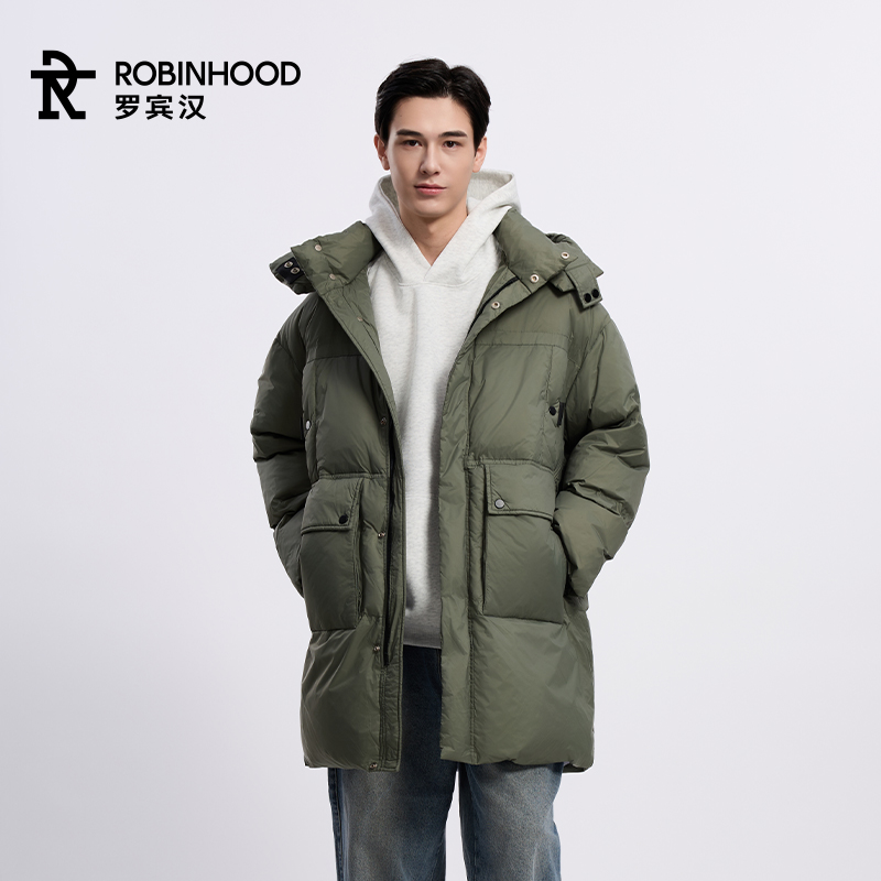罗宾汉美式长款过膝羽绒服冬季