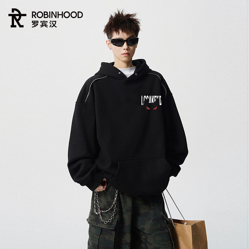 罗宾汉美式连帽卫衣男款印花宽松