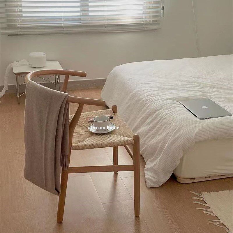 Dream home韩国风实木简约现代ins博主同款咖啡民宿藤编扶手椅子