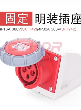 3孔4孔5孔16A/32A工业插座墙壁固定明装插座SK1132/SK1142/SK1152