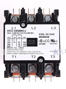 24V 60A HCC-3XQ06CJ Hartland Controls UL 美式三相交流接触器