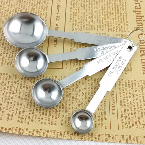 304不锈钢量勺刻度勺克勺计量匙 盐勺调料勺烘焙工具4件套装 量勺