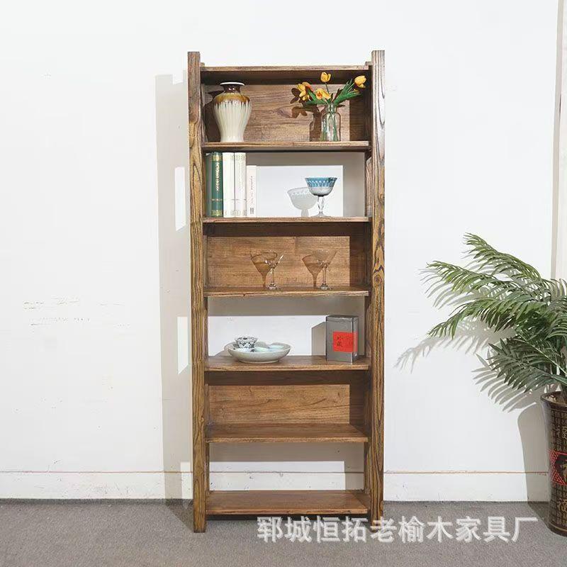 中式老榆木收纳柜多层茶饼茶具展示架落地靠墙边柜地柜实木多宝阁