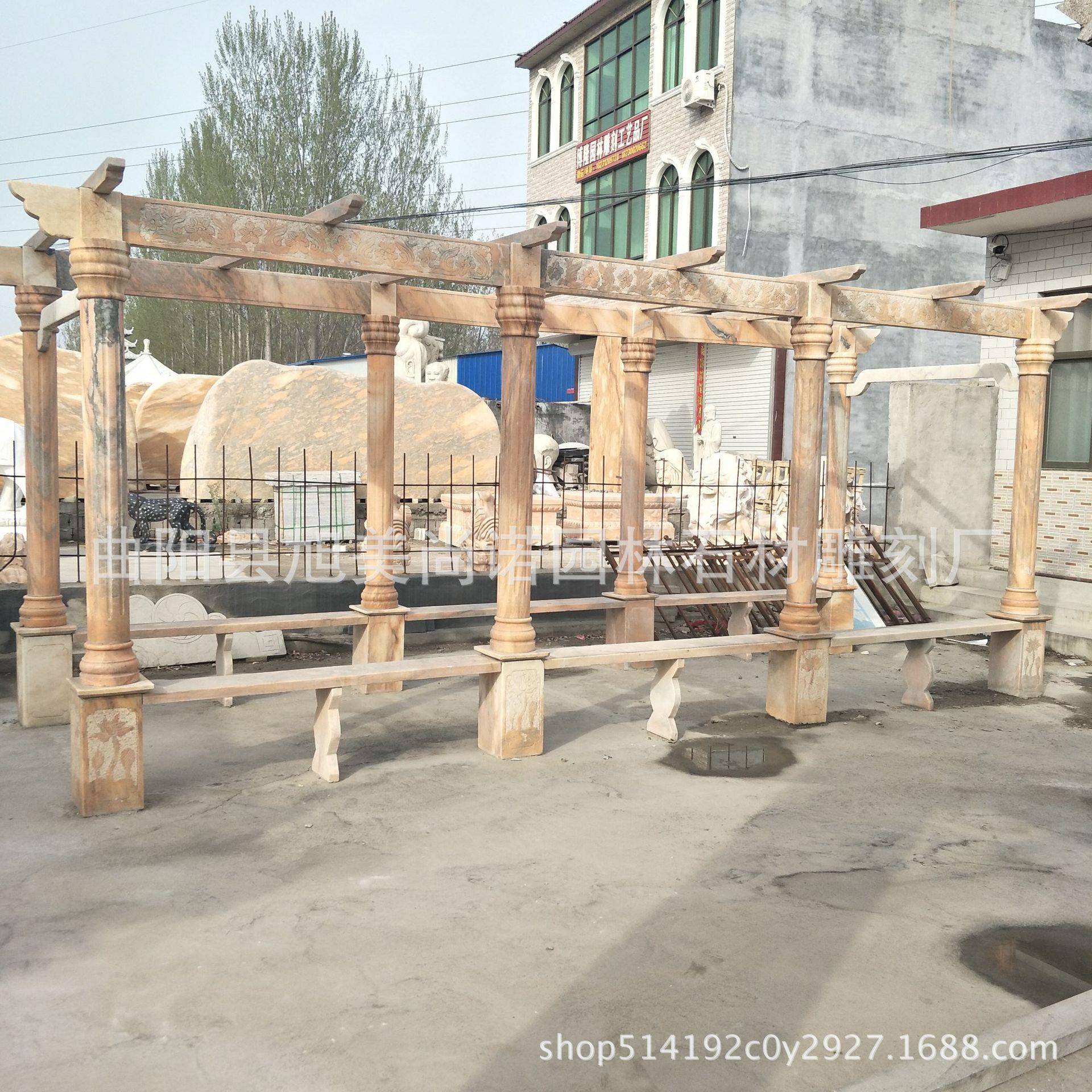 销PNM售葡岗岩石雕花长廊晚霞红花架园公林园晚霞红萄架凉亭摆件