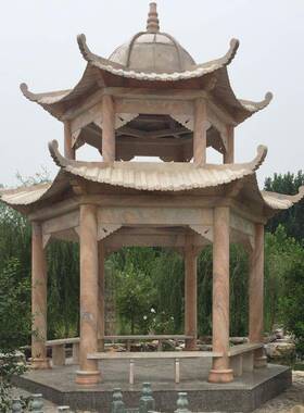石凉亭用户雕外庭家六角石亭院子花岗岩石头亭子园林80544古建凉